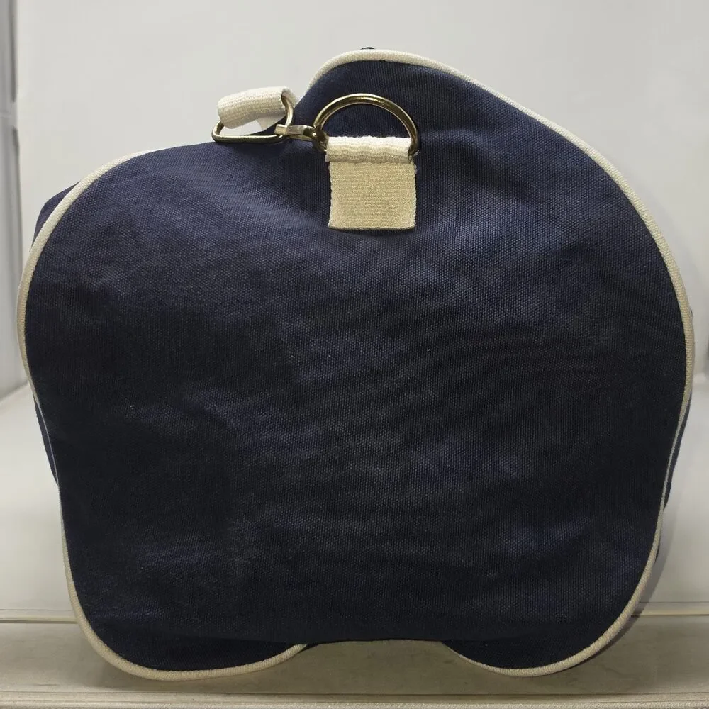 Vtg Polo Ralph Lauren Crest Logo Blue Canvas Large Duffle Bag 24X12 Distressed